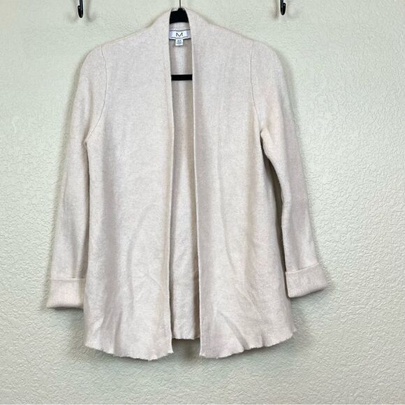 Magaschoni Open Front Long Sleeve Cardigan in Cream size Medium - Picture 2 of 12